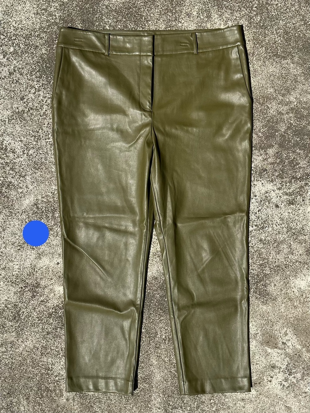 Ann Taylor Factory Olive Green Faux Leather Crop Ankle Pants Size 14